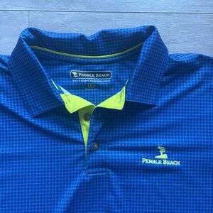 Pebble Beach Men's Navy and Lime Polo Shirt